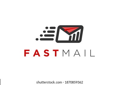 Email logo design, e-mail icon simple minimalist element,  digital envelope line. fast email.