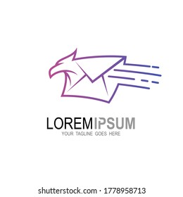 Email Logo With Eagle Design Illustration, Fast Mail Icon