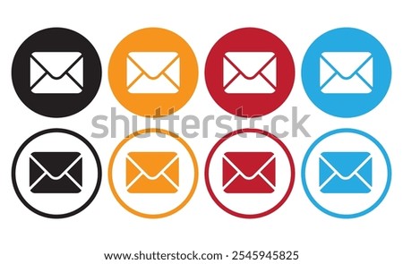  Email logo Icon vector illustration.Communication sign.Contact As Flat Icon Solid Style isolated, easy to change colour and size.Email icon flat round button set illustration design isolated on white