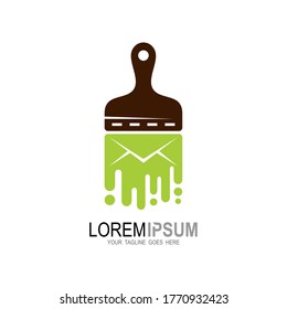 Email logo with paint brush design combination