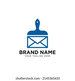 Logo de correo electrónico con combinación de diseño de pincel de pintura