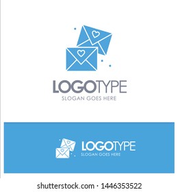 Email, Love, Glasses, Wedding Blue Solid Logo with place for tagline