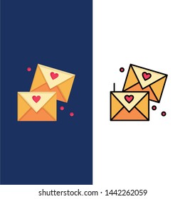 Email, Love, Glasses, Wedding  Icons. Flat and Line Filled Icon Set Vector Blue Background