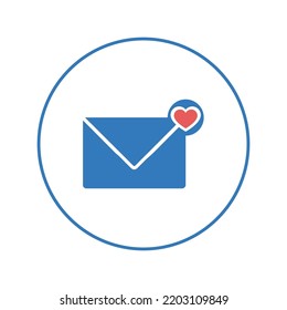 Email love heart letter icon | Circle version icon |