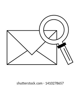 Email and magnifying glass symbol vector illustration graphic design