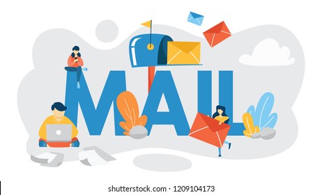 Email or mail concept. Receive message in letter box. Mail notification. Isolated flat vector illustration