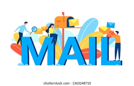 Email or mail concept. Receive message in letter box. Mail notification. Isolated flat cartoon style vector illustration