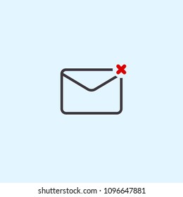 E-mail mail envelope black outline with red close or cross x sign icon logo simple