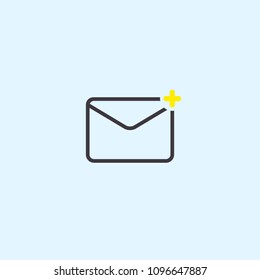 E-mail mail envelope black outline with plus sign icon logo simple