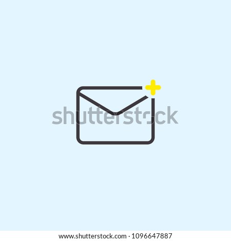 E-mail mail envelope black outline with plus sign icon logo simple