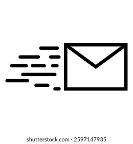 email mail envelope express delivery quick icon, simple flat style, illustration, logo sign symbol pictogram template, for ui or ux isolated on white for mobile app, editable
