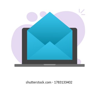 sobre de correo electrónico vacío en blanco en el equipo portátil pc icono vectorial gráfico plano aislado