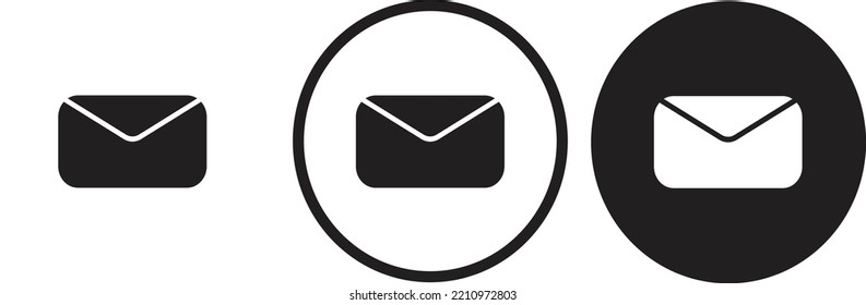 e-mail mail icon black outline for web site design 
and mobile dark mode apps 
Vector illustration on a white background