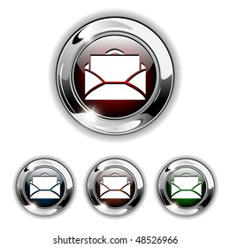 Correo electrónico, icono de correo, botón. Ilustración vectorial realista.