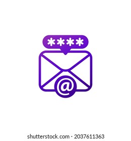 email, mail icon with password, vector