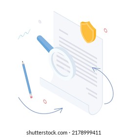E-mail, mail, letter, ad, send, write, document, correspondence, envelope. Isometric vector illustration flat design isolated.