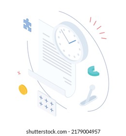 E-mail, mail, letter, ad, send, write, document, correspondence, envelope. Isometric vector illustration flat design isolated. Outline, linear style, line art, editable stroke.