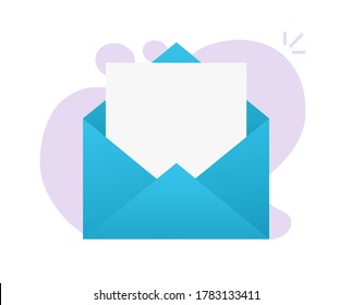 Email mail letter envelope with blank empty document file for copy space icon vector flat cartoon symbol clipart
