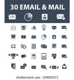 email, mail, message icons