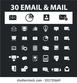 Correo electrónico, correo, iconos de mensajes y señales conjunto de vectores de concepto para infografías, sitio web