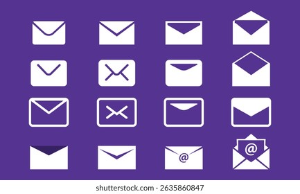 Conjunto de iconos de logotipo de mensaje de correo electrónico o correo electrónico. Vector aislado