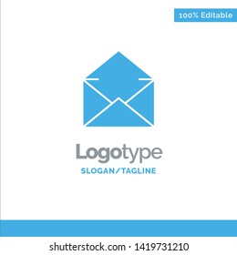 Email, Mail, Message, Open Blue Solid Logo Template. Place for Tagline