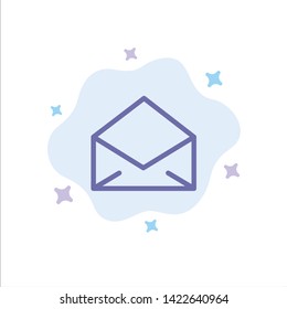 Email, Mail, Message, Open Blue Icon on Abstract Cloud Background