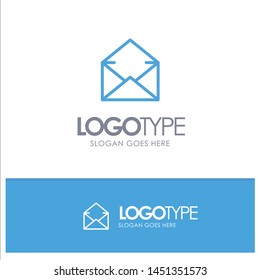 Email, Mail, Message, Open Blue outLine Logo with place for tagline