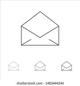 Email, Mail, Message, Open Bold and thin black line icon set