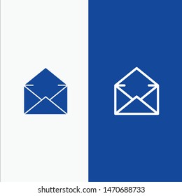Email, Mail, Message, Open Line and Glyph Solid icon Blue banner Line and Glyph Solid icon Blue banner. Vector Icon Template background