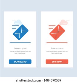 Email, Mail, Message, Sent  Blue and Red Download and Buy Now web Widget Card Template. Vector Icon Template background