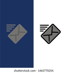 Email, Mail, Message, Sent  Icons. Flat and Line Filled Icon Set Vector Blue Background. Vector Icon Template background