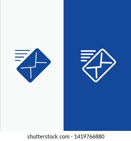 Email, Mail, Message, Sent Line and Glyph Solid icon Blue banner Line and Glyph Solid icon Blue banner