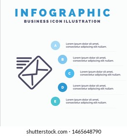 Email, Mail, Message, Sent Line icon with 5 steps presentation infographics Background. Vector Icon Template background