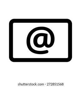 Email / mail message with at sign line art vector icon for apps and websites