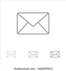 Email, Mail, Message, Sms Bold and thin black line icon set