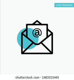 Email, Mail, Open turquoise highlight circle point Vector icon