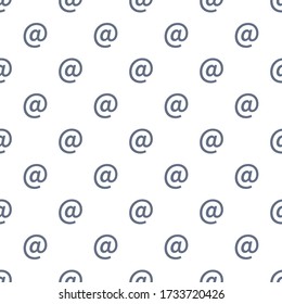 e-mail at mail symbol seamless pattern. Email message sign. Stock Vector illustration isolated on white background.