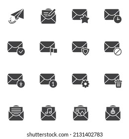Email, mail vector icons set, modern solid symbol collection, filled style pictogram pack. Signs, logo illustration. Set includes icons as send message, compose email, correspondence newsletter