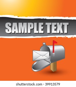 email mailbox on orange ripped banner