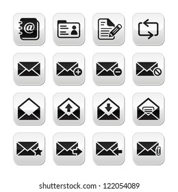 Email mailbox vector buttons set