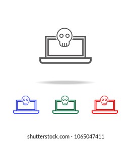 Email with malware and laptop concept icon. Elements of cyber security multi colored icons. Premium quality graphic design icon. Simple icon for websites, web design, mobile app on white background