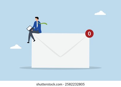 Email management, businessman work with computer laptop on email envelope