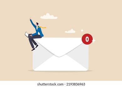 Email Management, Handle Many Emails Or Manage To Reply All Emails, Efficiency Or Productive Way, Prioritize Or Categorize Information Concept, Businessman Work With Computer Laptop On Email Envelope.