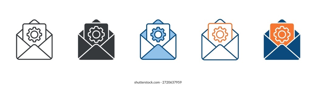 Conjunto de iconos de administración de correo electrónico Colección de estilos múltiples