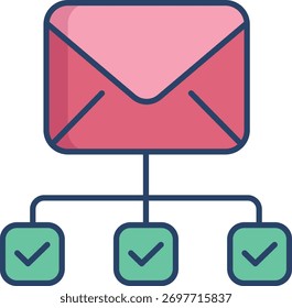 gerenciamento de e-mail design de ícone de cores lineares