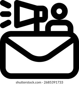 Email Marketer, Icono de contorno de marketer digital