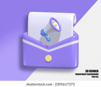 Icono de email marketing 3D, icono de marca Check. Concepto de consentimiento. Documentos y sobres postales. 3d ilustración vectorial realista.