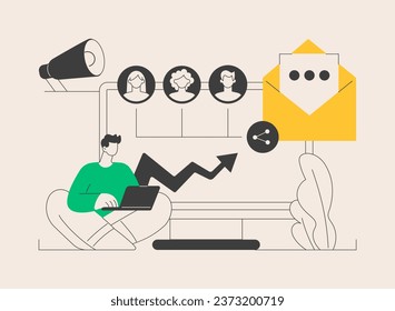 Email marketing abstract concept vector illustration. Email newsletter service, personalized message, connect with a customer, automated sending tool, permission based marketing abstract metaphor.