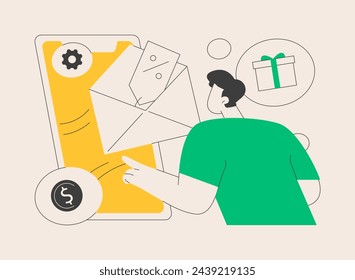 Email marketing abstract concept vector illustration. Email newsletter service, personalized message, connect with a customer, automated sending tool, permission based marketing abstract metaphor.